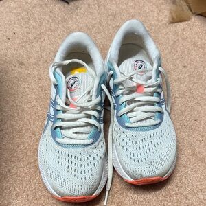 White and Blue Asics Sneakers